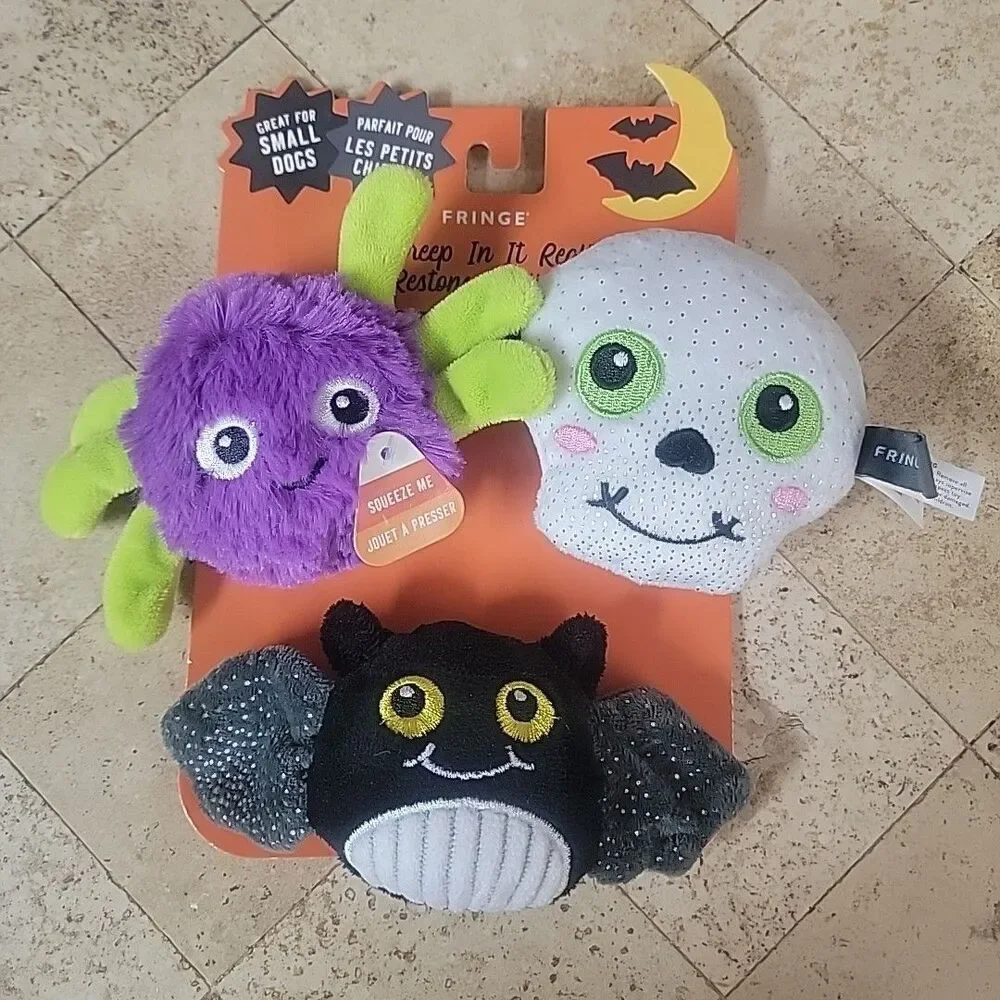 Fringe Plush Squeaky Toys 3 Pack - Creep In It Real - NEW